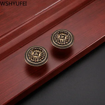 

4pcs/lot high quality retro handle cabinet furniture drawer green bronze handle modern minimalist antique carved door handle