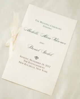 

PR01 Wedding Program Order of Service Booklet with Satin Ribbon