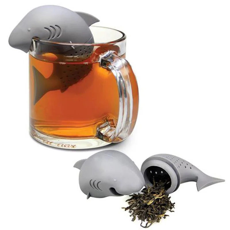 

American Shark Shape Tea Infuser Silicone Tea Coffee Loose Leaf Strainer Bag Mug Filter Teapot Teabags tea strainer Drinkware