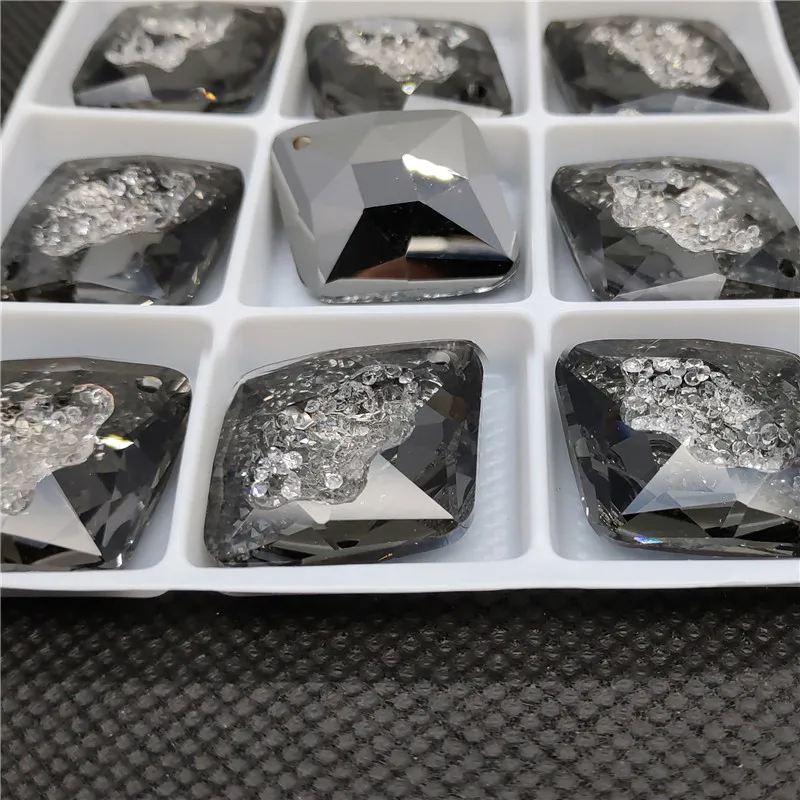 22x26 мм Кристалл Камень Ожерелье Подвески для женщин для ювелирных изделий Аксессуары для изготовления кристаллов Подвески из блестящего стекла декоративные кристаллы - Цвет: jet metallic silver