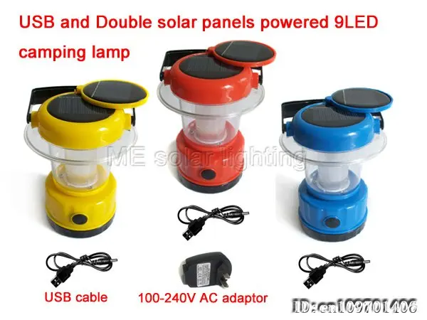 Whole Double Solar Panels Camping Lantern Light 9led Usb Charger Whole Double Solar Panels Camping Lantern Light 9led Usb Charger 60pcs Lot Free Shipping
