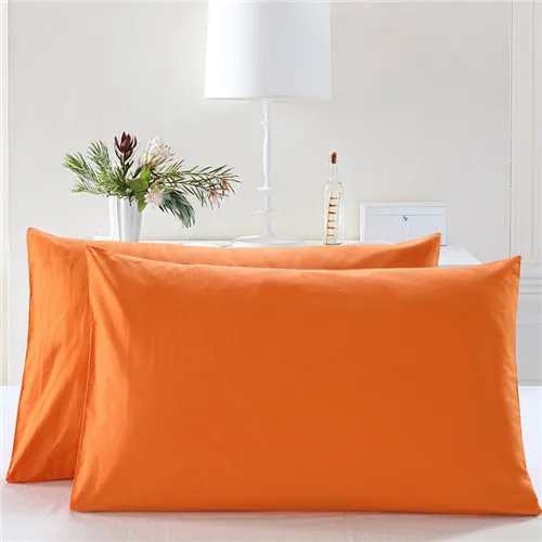 2 шт. пара наволочки из хлопка 48*74 см Наволочки для дома отеля однотонные фиолетовые синие декоративные подушки прямоугольная ткань для постельного белья - Цвет: orange