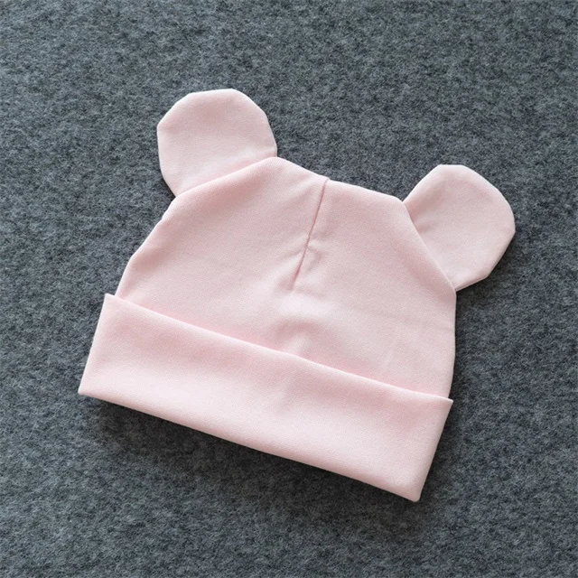 Pink Милая детская шапочка с ушками мышки, Модная хлопковая шапка для маленьких мальчиков и девочек, Шапочка-бини с мультяшным рисунком, весенне-осенняя одежда для маленьких мальчиков 6-18 месяцев - Цвет: Pink