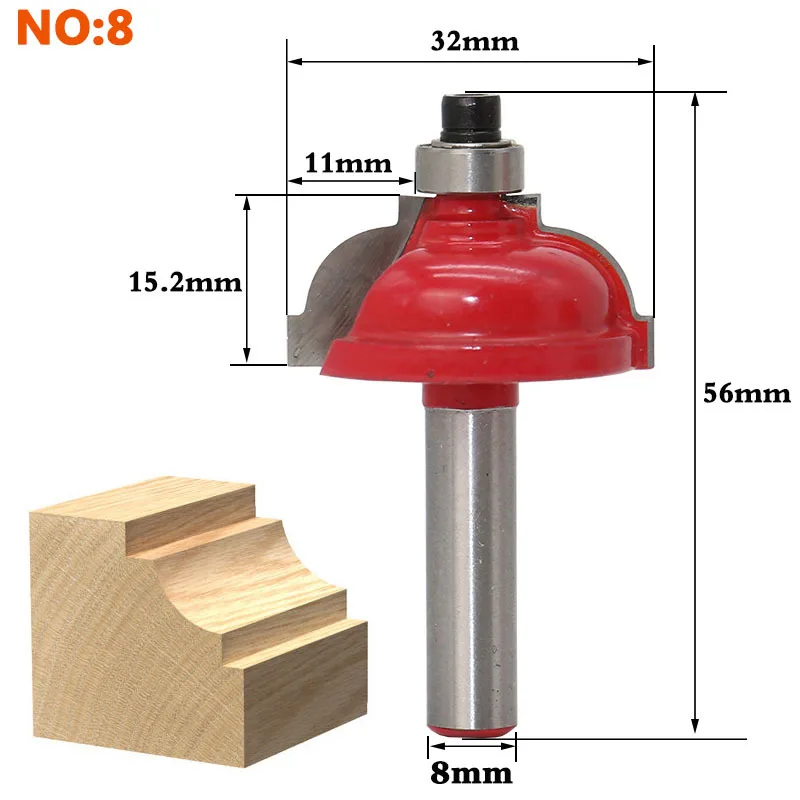 1 шт. 8 мм хвостовик древесины маршрутизатор бит прямой Концевая фреза триммер очистка заподлицо отделка угловая круглая бухта коробка биты инструменты фреза - Длина режущей кромки: NO8
