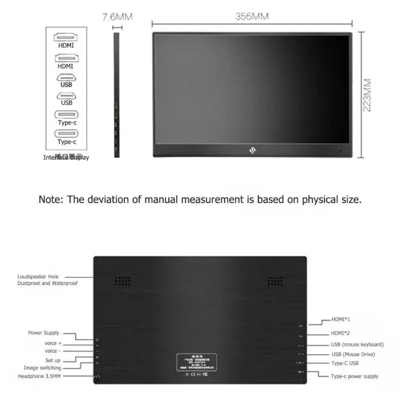 15,6 дюймовый портативный монитор 1920x1080 p ips сенсорный экран HDMI HDR монитор