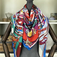 Весна шелковый шарф Для женщин большой платки Цветочный принт палантины Площади Бандана Элитный бренд платок шарфы женский платок 130 см