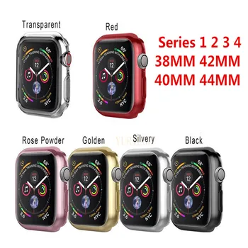 

100pc Series 1/2/3/4 Soft Silicone Case for Apple Watch Cover 38mm 42mm 40mm 44mm Fashion Plated TPU Protective Cover for iWatch