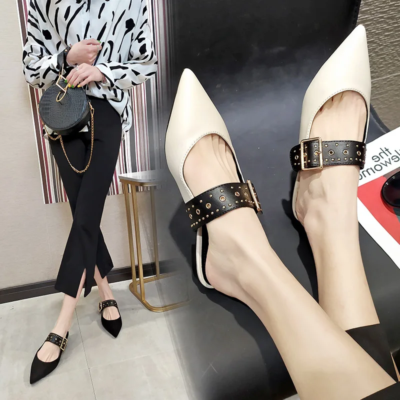

Summer Flats Mules Lady Sandals Slippers Serpentine Slip On Pointed Toe Women Mules Outdoor Slipper Shoes Woman Slides
