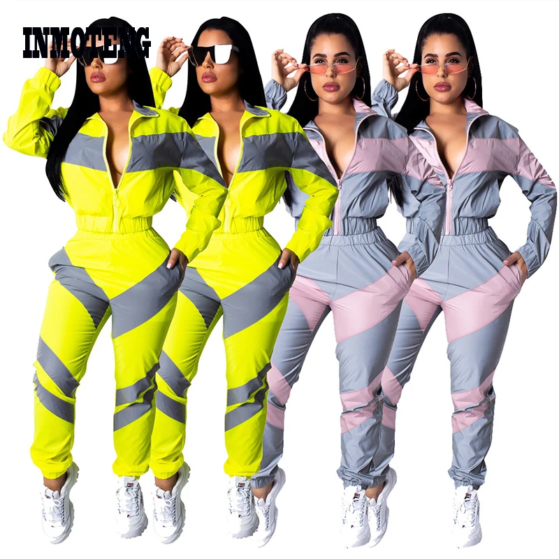 INMOTENG женские комплекты из двух предметов 2019 осень Повседневный Спортивный костюм 2 шт. наряды Водолазка с длинным рукавом Клубные наряды