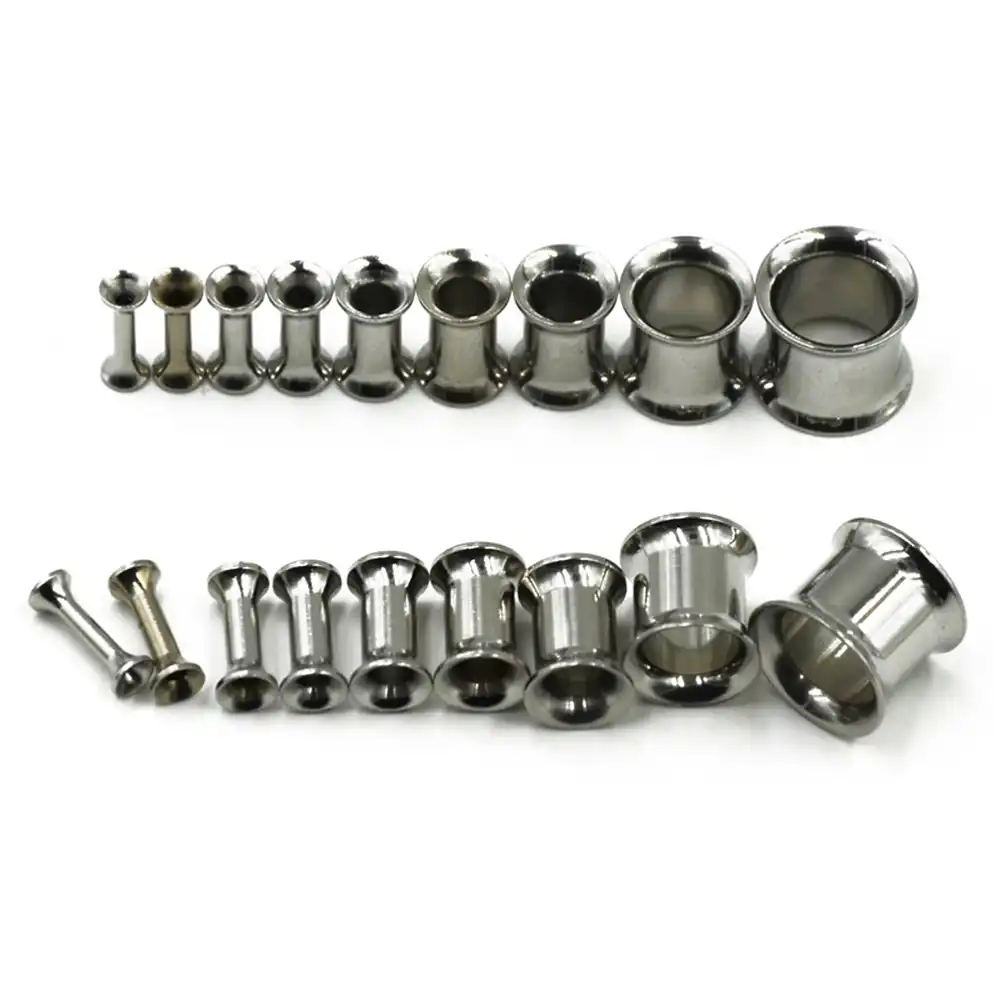 2-n-1 Sided Glitter Double Flared Stainless Steel Plugs 38mm