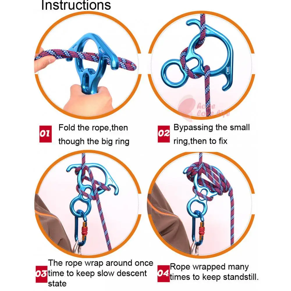 Skup Nowy 50KN ze stopu aluminium ze stopu magnezu, rysunek 8 Descender do wspinaczki wspinaczka Rescue dostęp linowy Abseil wspinaczka akcesoria