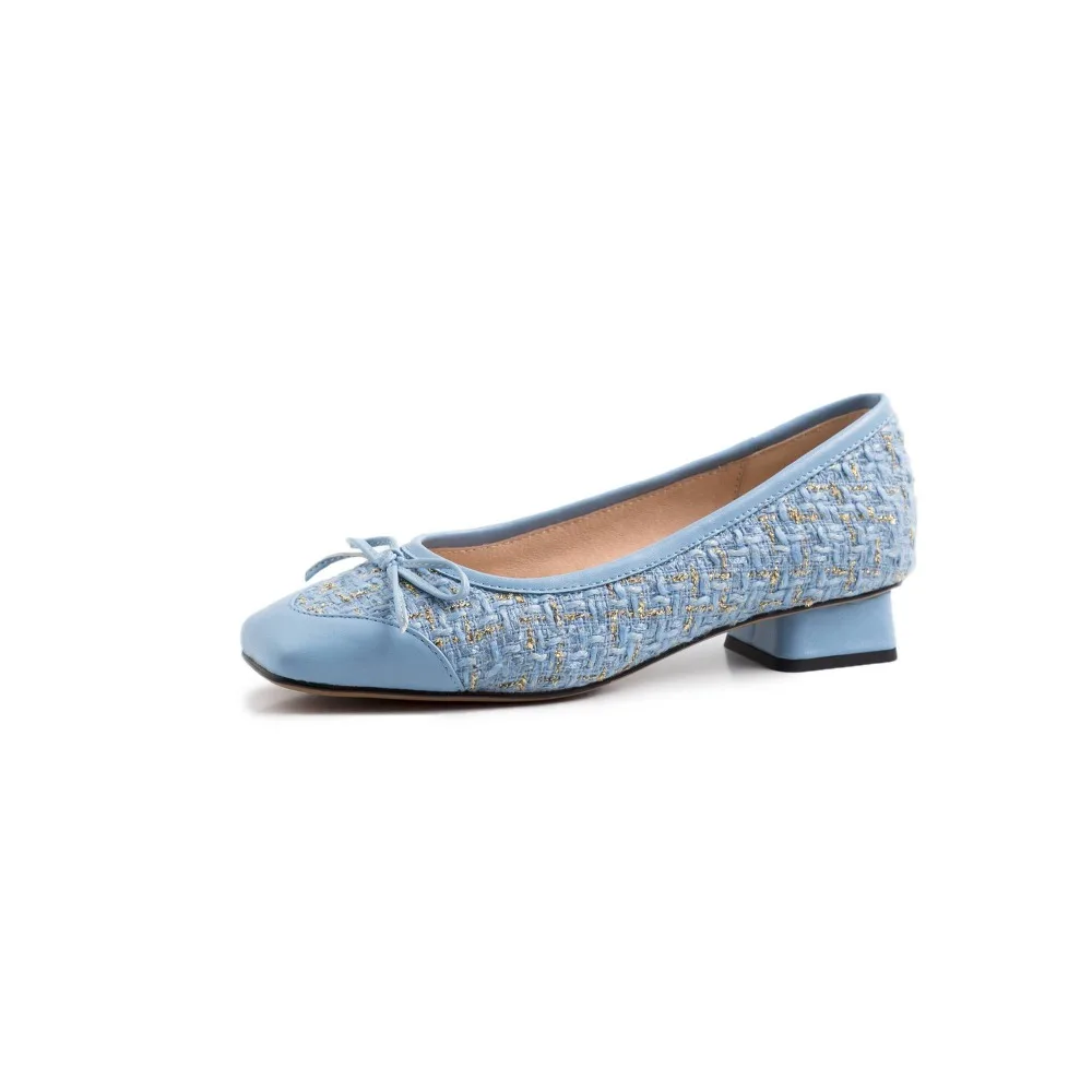 Dedo Cielo Bajo Pie Superestrellas azul Conciso 2019 En Negro Lenkisen Mujeres Del Pnatural Estilo Tacón L05 Cuero Las Pajarita De Resbalón rosado Princesa Cuadrado B7fYqw