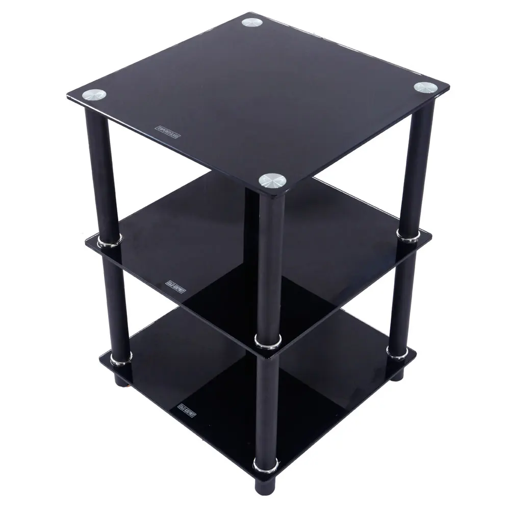 3 Tiers Tempered Glass Side Table Rectangle End Table Black Dropshipping