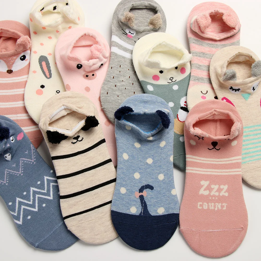 1 Pair 3D Lovely Women Girls Soft Ankle Harajuku Socks Cute Cartoon Animal Cotton Warm Socks Ankle Sox Low Cut Sock 1 Pair 3D Lovely Women Girls Soft Ankle Harajuku Socks Cute Cartoon Animal Cotton Warm Socks Ankle Sox Low Cut Sock
