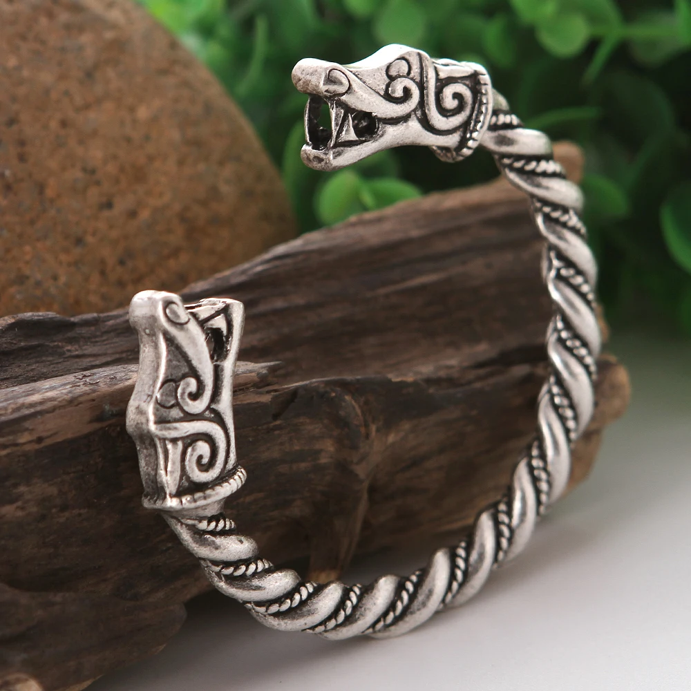 Viking Bracelet men Wolf Bracelet Vikings symbol Antique Silverin