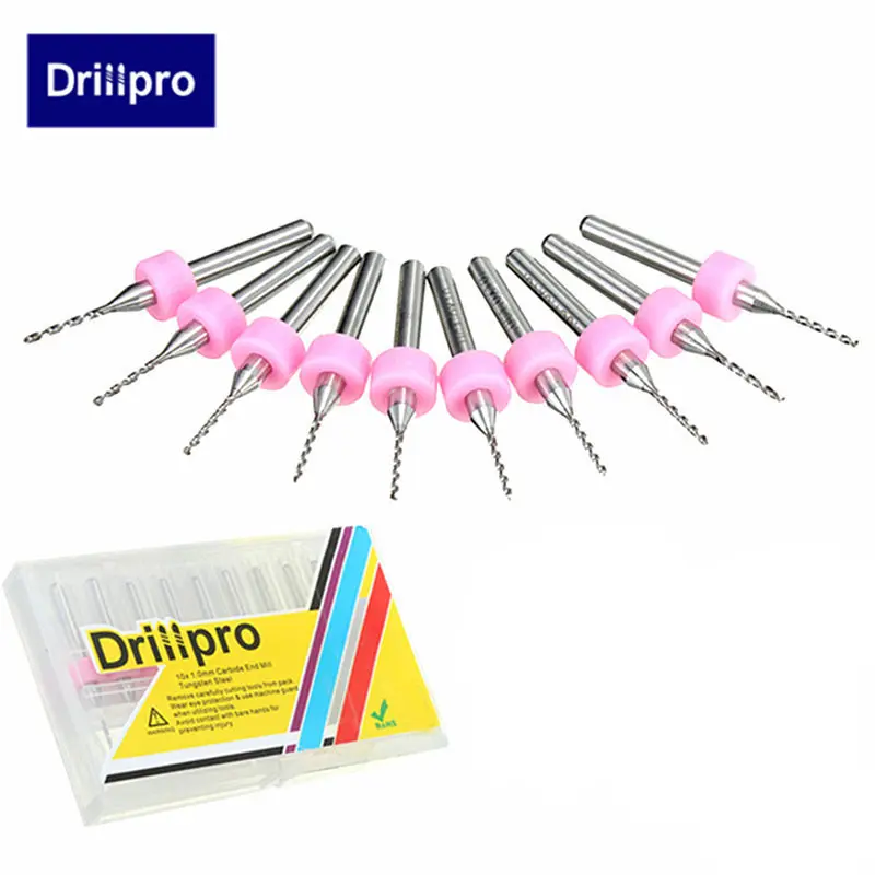 

Drillpro 10pcs Carbide Dremel PCB Drill Bits 1.0mm Shank Drilling Power Tool Set