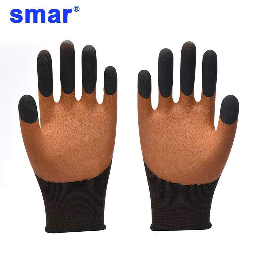 

Smar HOT SALE Latex Microfine Foam Gloves Muti-color Safety Gloves Working Gloves Men Muti-Function Brown Cover Gloves 5 Pairs