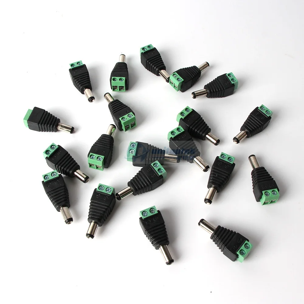 10 / 20 / 50 / 100Pcs/lot 2.1mm DC Connector CCTV Male Plug Adapter Cable UTP Camera Video Balun Connector