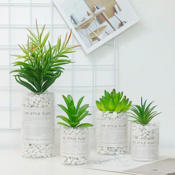 

Nordic INS Simulation Plant Succulent Mini Bonsai Set For Lliving Room Home Desk Decoration Figurine Ornament Artificial Cactus