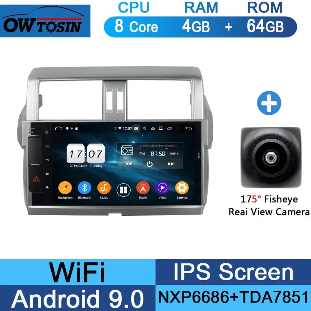 10," ips Android 9,0 8 Core 4G+ 64G Автомобильный мультимедийный dvd-плеер для Toyota Prado LC150 150 Land Cruiser 2013- DSP CarPlay радио - Цвет: 64G Fisheye Camera