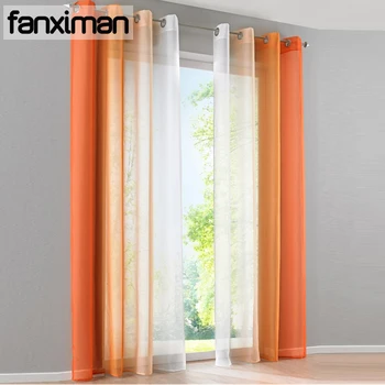 

2pcs /pack Gradient Color White Sheer Curtains Voile Tulle Window Screening Curtains Drapes for Living Room Bedroom Balcony
