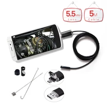 2 in 1 PC Android Endoscope Micro OTG USB 5.5MM Lens 6 LED Waterproof Endoscopy Inspection Borescope Camera with 5M Length Cable
