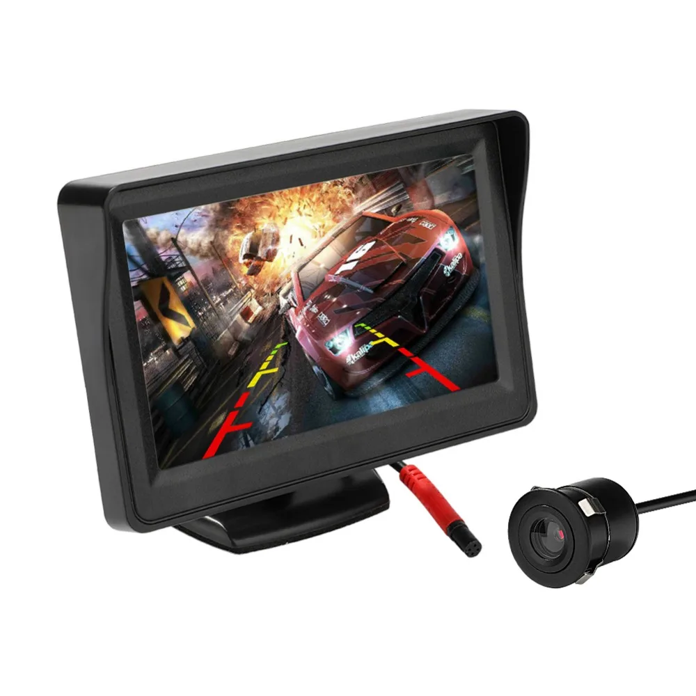 

4.3" Car Rearview Monitor Rear View Camera Color LCD TFT Auto Parking Assistance Round camera Night Vision Reversing