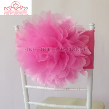 

100pcs Colorful Big Organza Flower Big Rose Spandex Lycra Chair Band Chair Sash for Wedding Chair Decoration