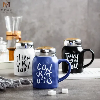 

Letter Marc Cup Matte Matting Concave-convex Lens Noodles Cup Heat-resisting Will Capacity Office Ceramics Cup Bring Cover