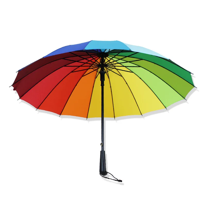 YADA 16K Rainbow Large Women Umbrella Long-handle Automatic Umbrellas For Men Strong Rainproof Parasol Rain Sun Umbrella YD124