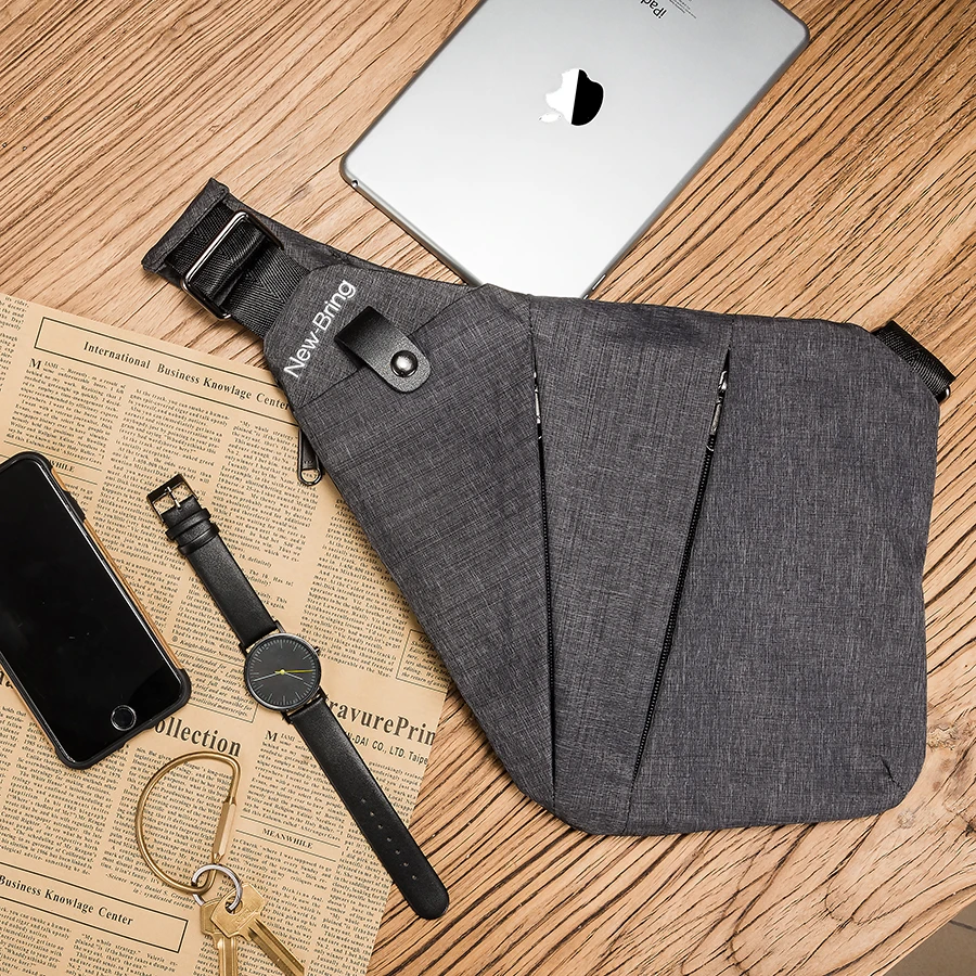 Black Single Shoulder Bags for Men Waterproof Nylon Crossbody bags Male Anti-theft Chest Bag