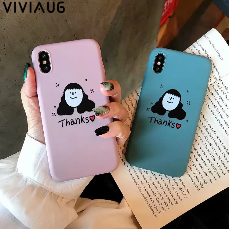 VIVIAUG For iPhone 8 8Plus X 7 7Plus Soft TPU Silicone Matte Case Girl Sticker Memes Cool Quote Funny Words XS Max XR | Мобильные