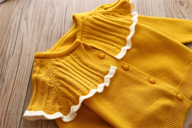 Fanfiluca Toddler Girls Cardigan Cute Baby Girl Cotton Knit Sweaters Autumn Long Sleeve Outerwear Fashion Kids Sweaters For 1-5T0007