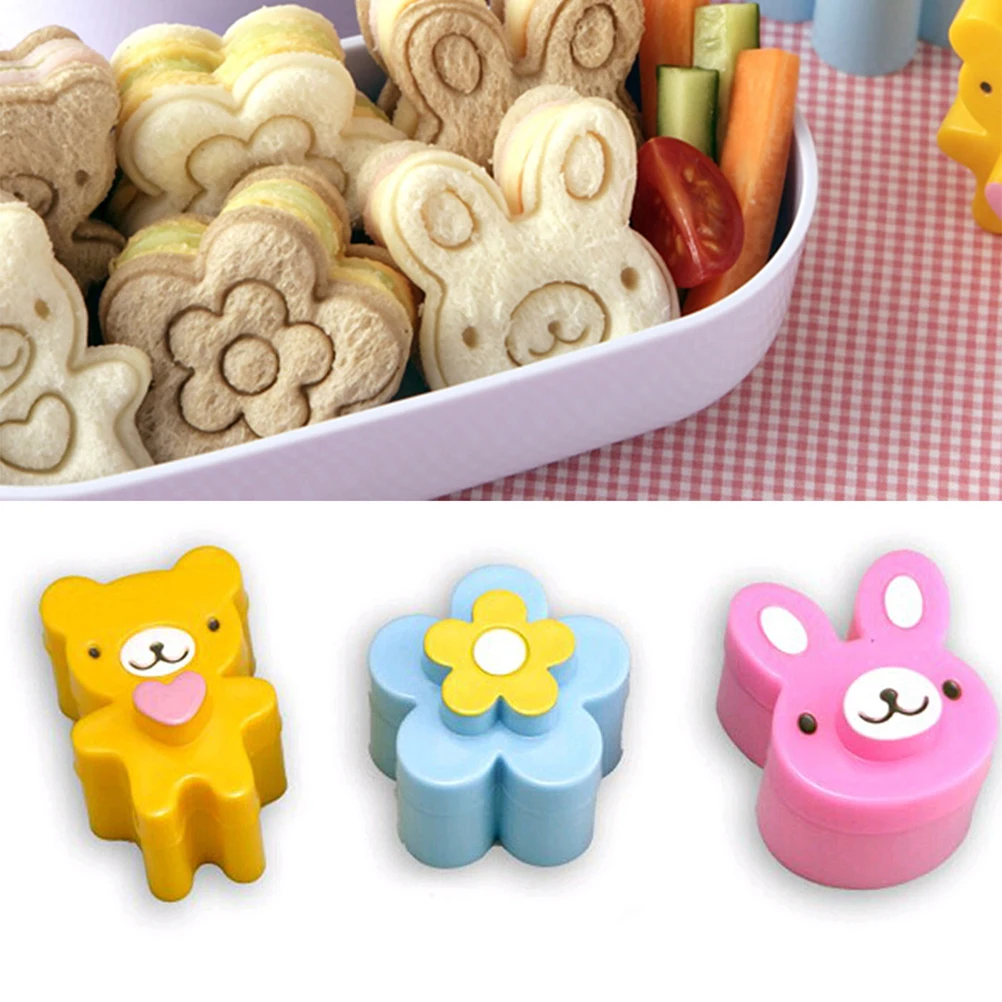 

3PCS KAWAII JAPANESE STYLE BREAD CHEESE MEAT FOOD CUTTER SANDWISH FORM MAKER FOR BENTO LUNCH BOX