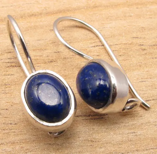 

AAA FINE QUALITY JEWELRY EARRINGS , UnUSual LAPIS LAZULI ! Silver Plated