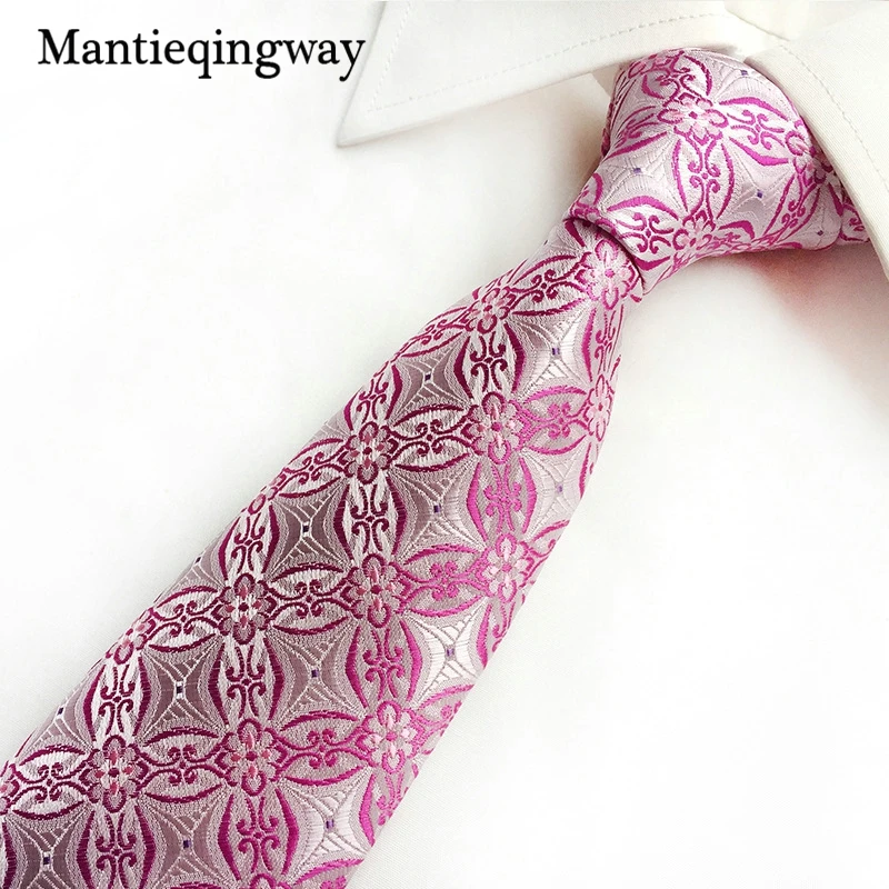Mantieqingway мужские галстук Полиамид жаккард красный Галстуки Бизнес Костюмы Повседневное плед галстук для свадьбы Gravatas corbatas