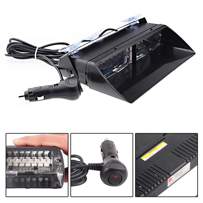 16 LED Blue Strobe Dash Deck Light , Police Windshield visor warning LED dash Strobe Visor Light Red Blue Yellow White car Viper S2 Signal flashing led warning light Police Strobe Flash emergency Lights (3)