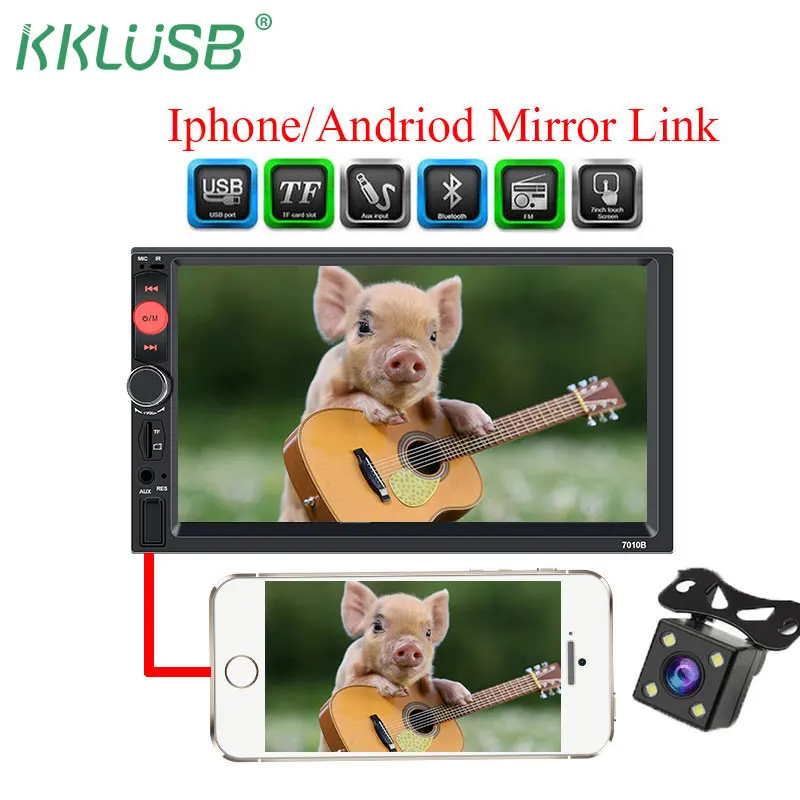 

2 Din Car Radio 7'' Touch Screen Car Stereo Autoradio Android for Iphone Mirror Link rear view camera car mp5 player multimidia