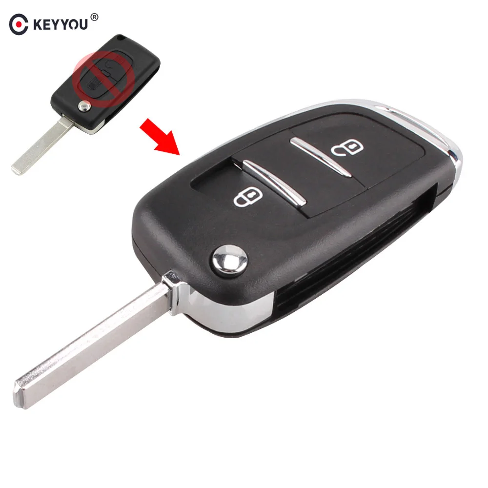 KEYYOU 2 кнопки модифицированный Filp Автомобильный Дистанционный ключ чехол в виде ракушки для peugeot 207 307 308 407 807 VA2 лезвие CE0536 авто ключей