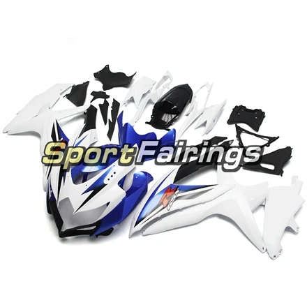 Мотоцикл обтекатель Наборы для Suzuki GSXR600-750 K8 2008 2009 2010 белый темно-синий впрыска ABS Пластик полный обтекатель sportbike
