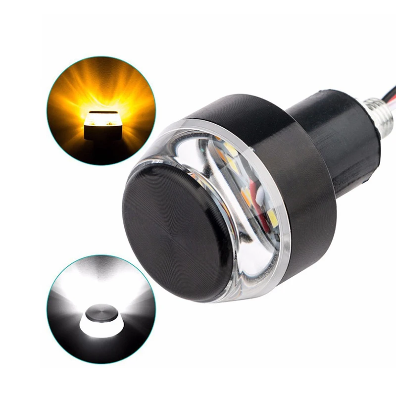 

1 pair Motorcycle Amber LED Handle Bar End Indicator Grip Plug Turn Signal Light FOR 22mm Handlebar light