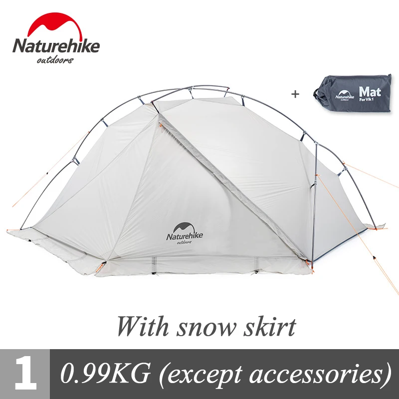 With snow skirt Naturehike 930 г одиночный тент Водонепроницаемый Сверхлегкий палатки Открытый Кемпинг однослойный туристический тент с ковриком NH18W001-K - Цвет: With snow skirt