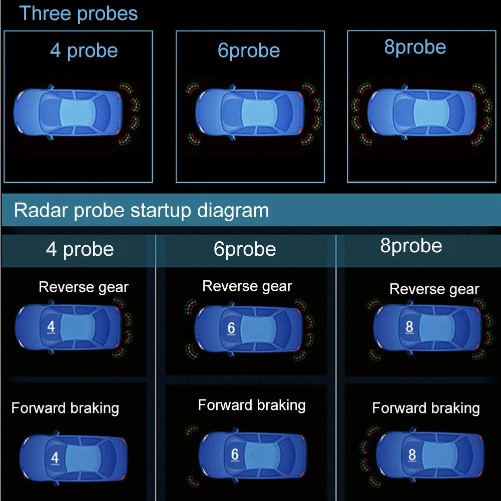 4/6/8 заднего обзора заднего вида автомобиля парковочных датчиков всеобщие автоматические транспортные средства обратный резервный радар парковки Комплект Системы ЖК-дисплей Дисплей монитор