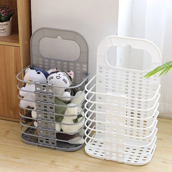 

Storage Basket Dirty Clothes Plastic Garments Laundry Basket Wash Machine Wall-Mounted Washing Bin Hanging Clothes Organizer J08