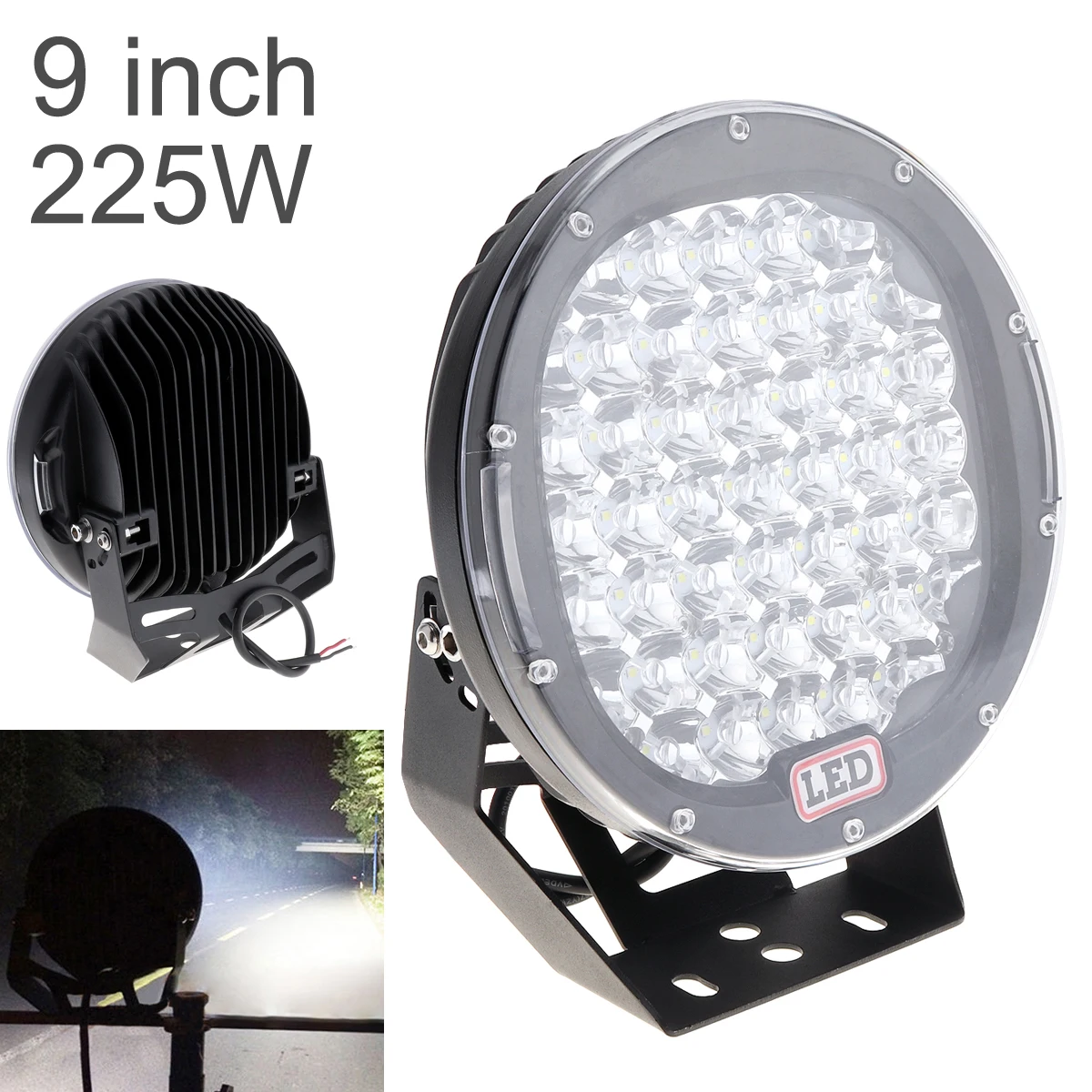 

9 Inch Rounded 225W 45x LED Car Work light Spot / Flood Light Vehicle Driving Lights for Offroad SUV / ATV / Truck / Boat