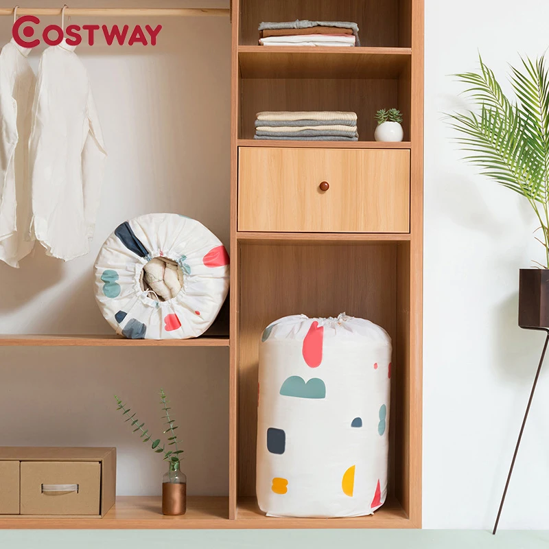 

Costway Moisture Proof Round Storage Bag For Clothes Blanket Quilt Travel Home Bedding Anti-dust Organizer Bag W0443