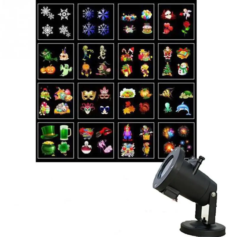 

US/UK/AU/EU Plug Christmas Outdoor Waterproof 16 Films LED Projection Light with Remote Control for happy new year Valentine day
