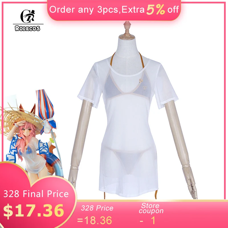 

ROLECOS Tamamo no Mae Cosplay Swimsuit Game Fate Grand Order Swimwear Costume Japanese Anime Fate Extra Cosplay Costumes Party