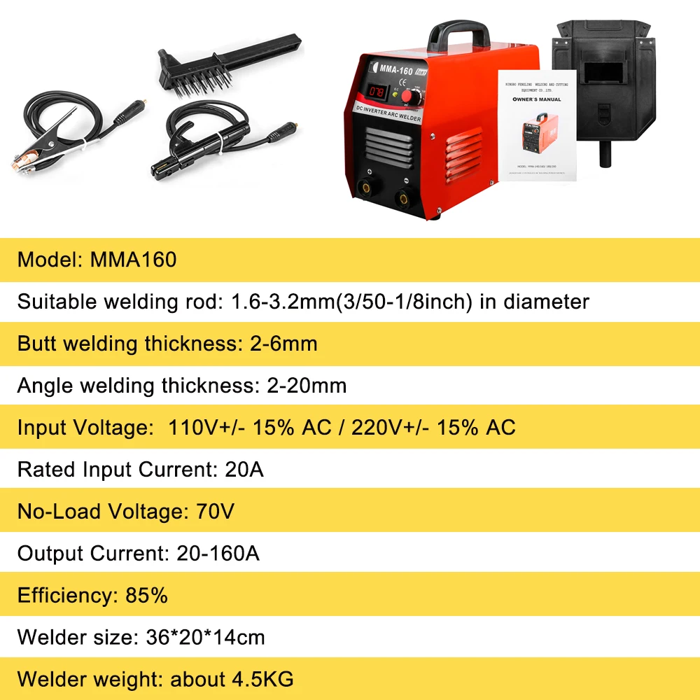 EVERPOWER Arc Welding 110V-220V IGBT Mini Inverter Electric Welder Machine 20-160A Copper Cable Mask Welder Free Gift