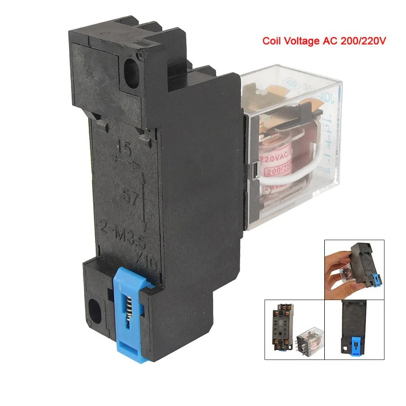 LY2NJ HH62P-L JQX-13F 220V AC Coil DPDT Power Relay 8 Pin w PTF08A Socket | Обустройство дома